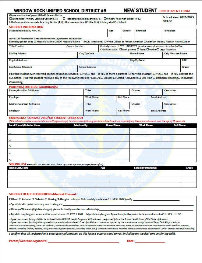 NEW Student Enrollment Packet